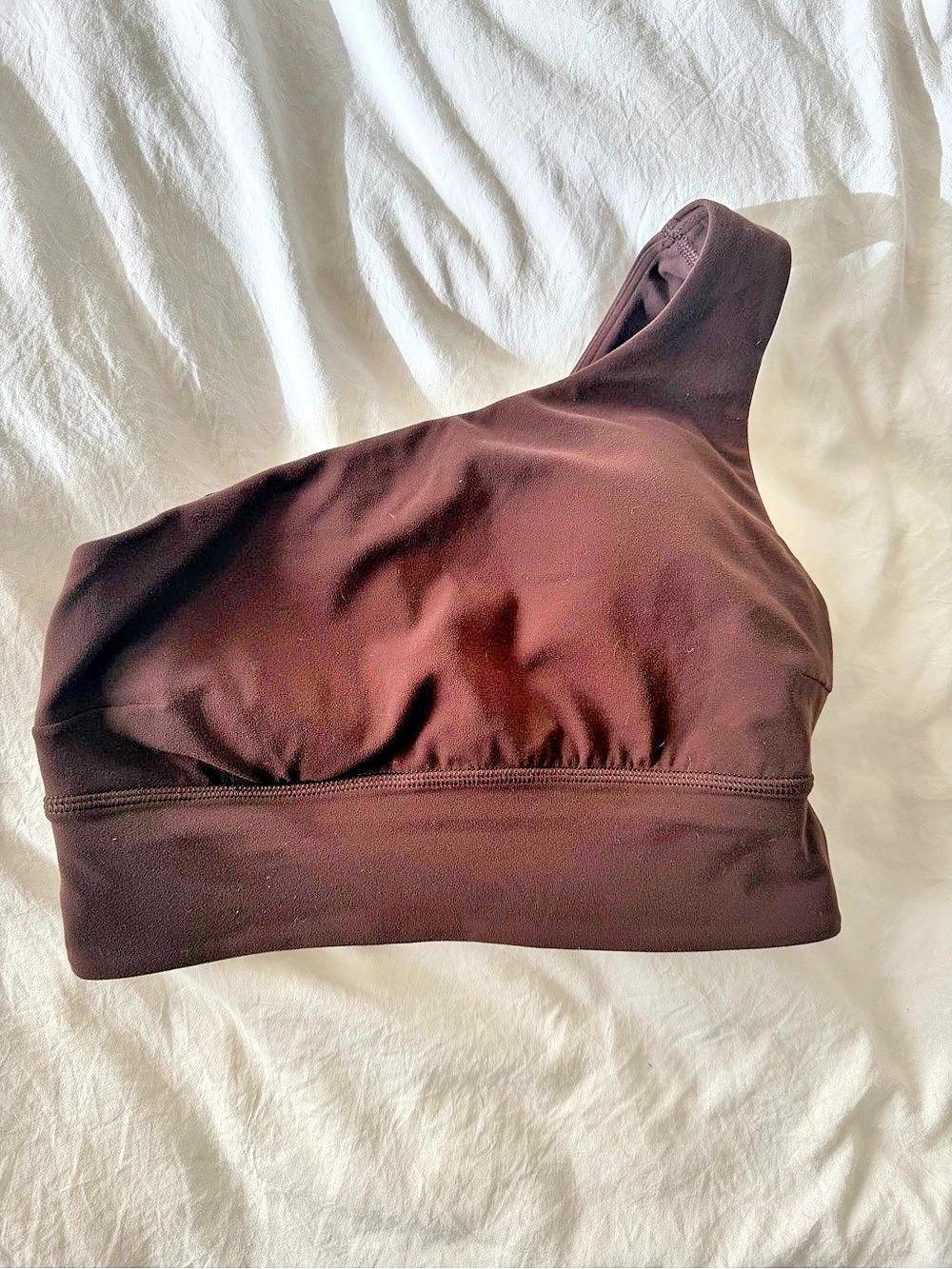 lululemon Asymmetrical One-Shoulder Bra Brown Sports Bra Size 6 C/D